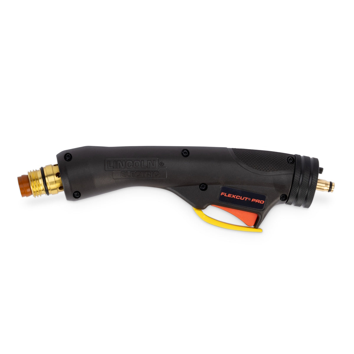 Lincoln FlexCut PRO FlexConnect 15° Hand Torch Head KP5856-1 featuring a yellow trigger, Lincoln branding visible.