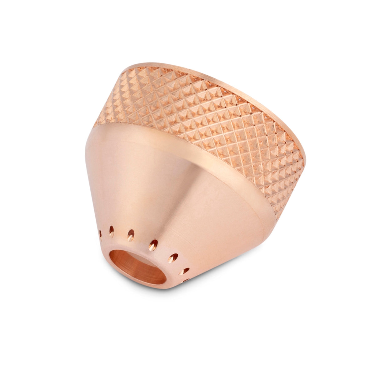 Lincoln shield cap FlexCut PRO 45A-125A, copper color, textured grip, pack of 3 on white background.