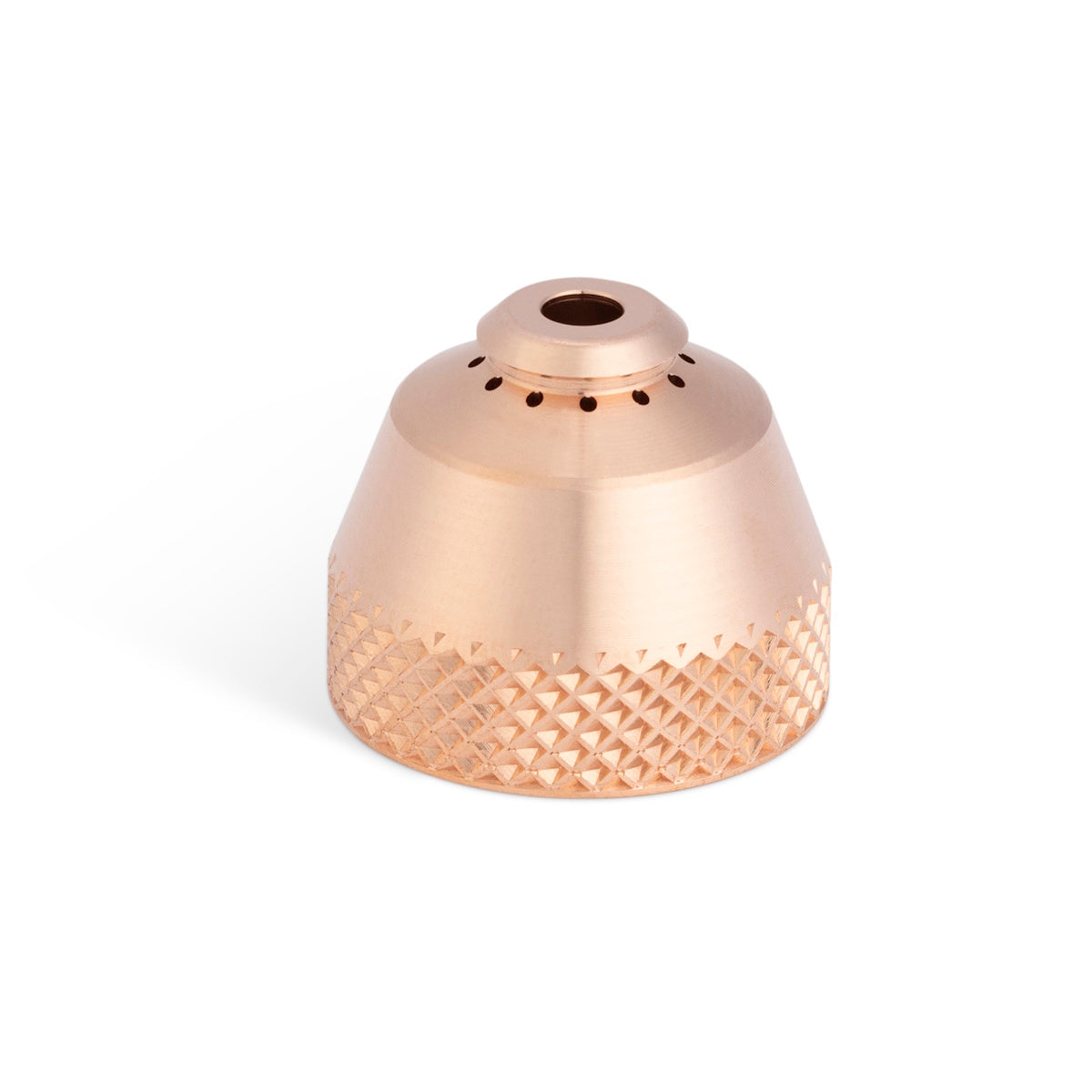 Lincoln FlexCut PRO 45A-85A Mech Shield Cap KP5891-1 shows a textured copper nozzle with knurled grip, pack of 3.