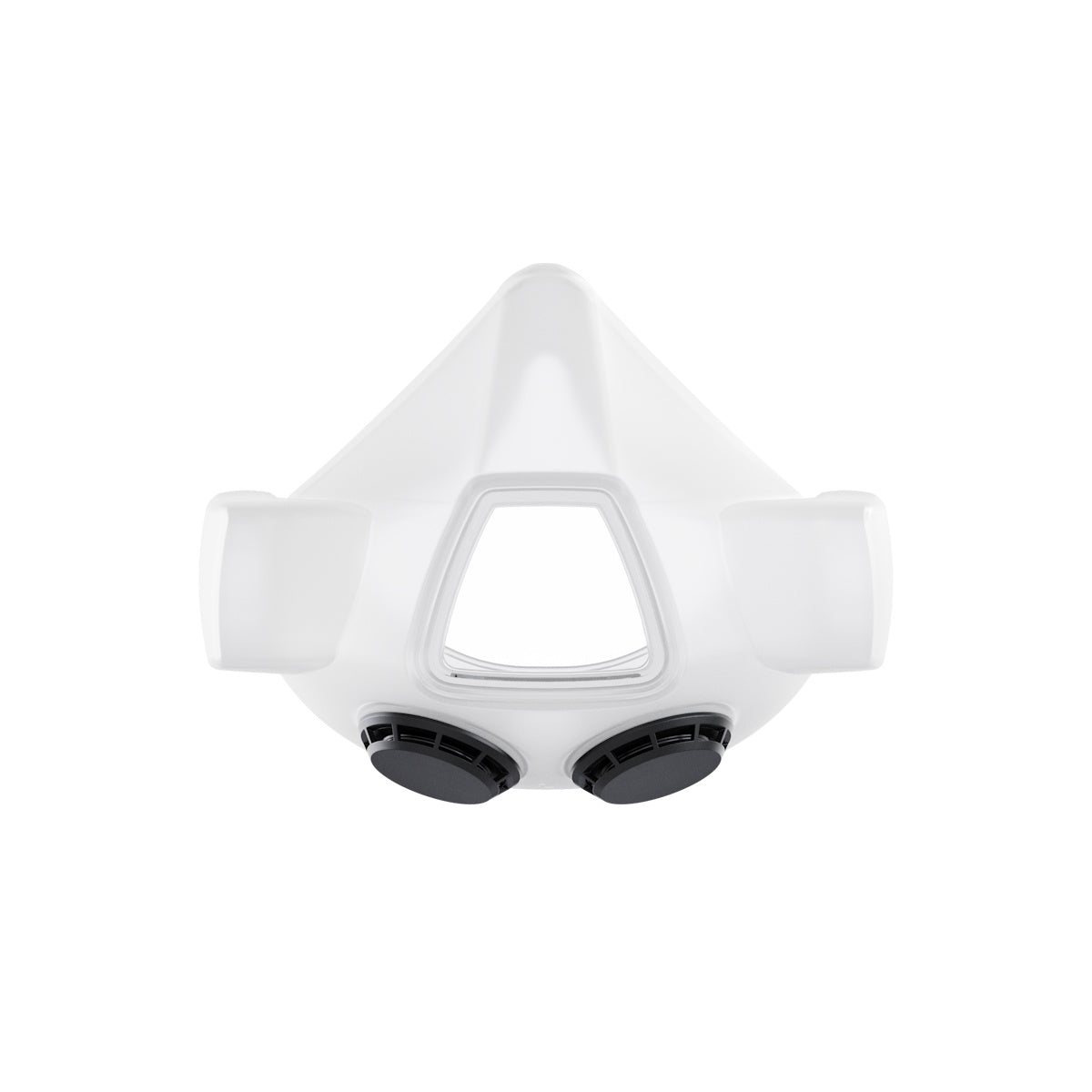 Optrel Swiss Air Tight Fit Halfmask 4160.5X0.W: white mask with two black filters, displayed on plain white background.