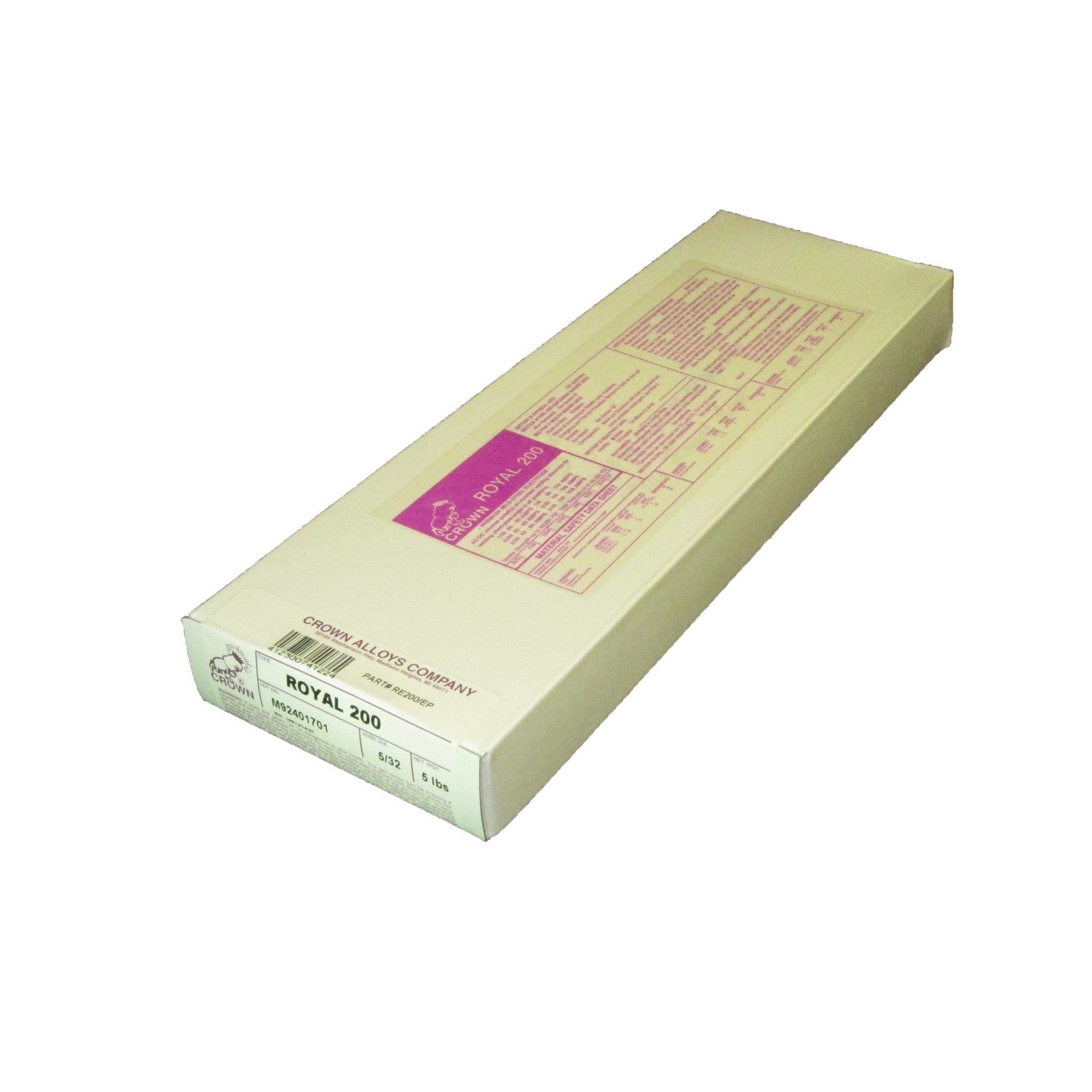 Crown Alloy 5/32 ROYAL 200 Premium Steel ELECTRODE 5 lb BOX (RE200/EP)