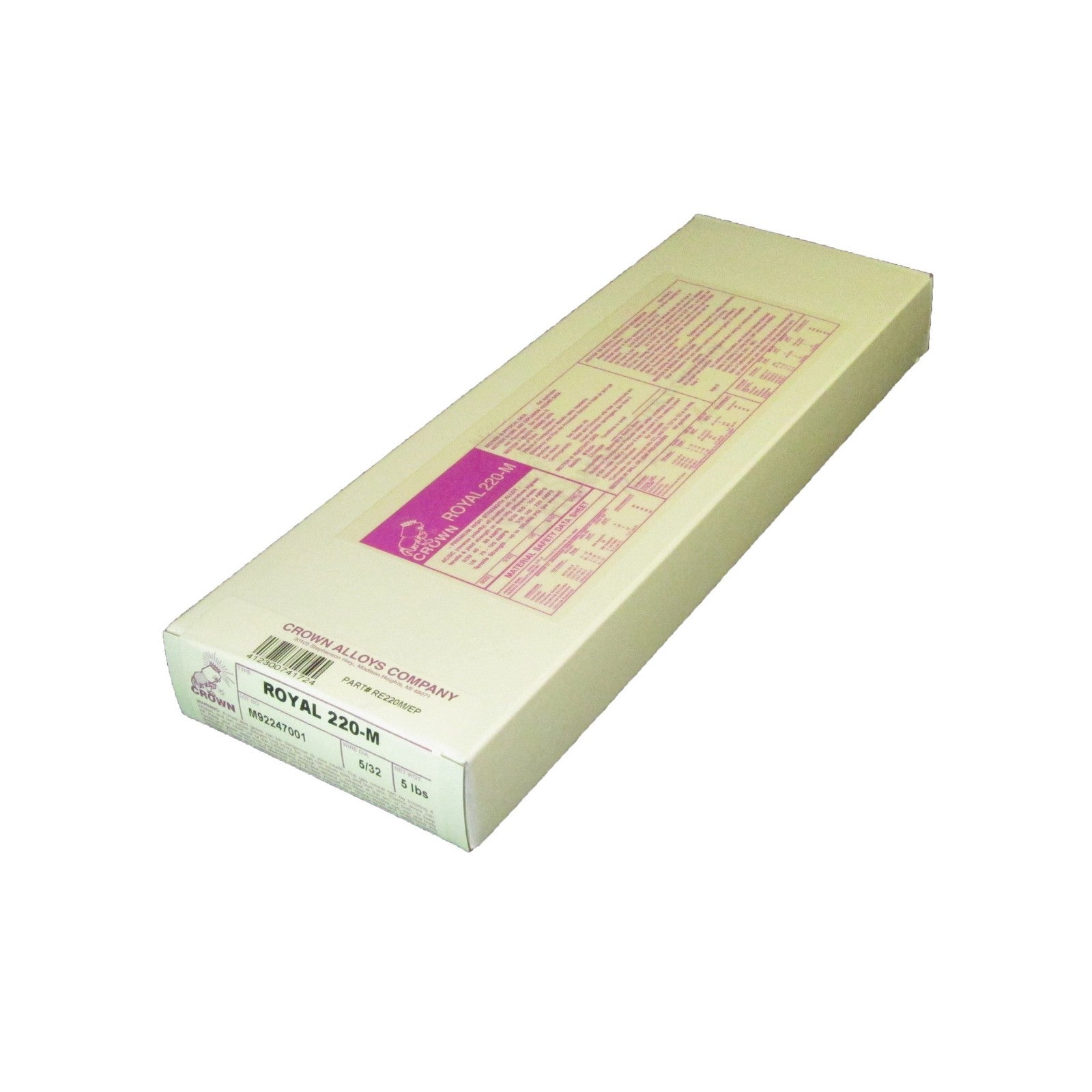 Crown Alloy 5/32 ROYAL 220-M Super Alloy for Welding ALL Steels ELECTRODE 5 lb BOX (RE220M/EP)