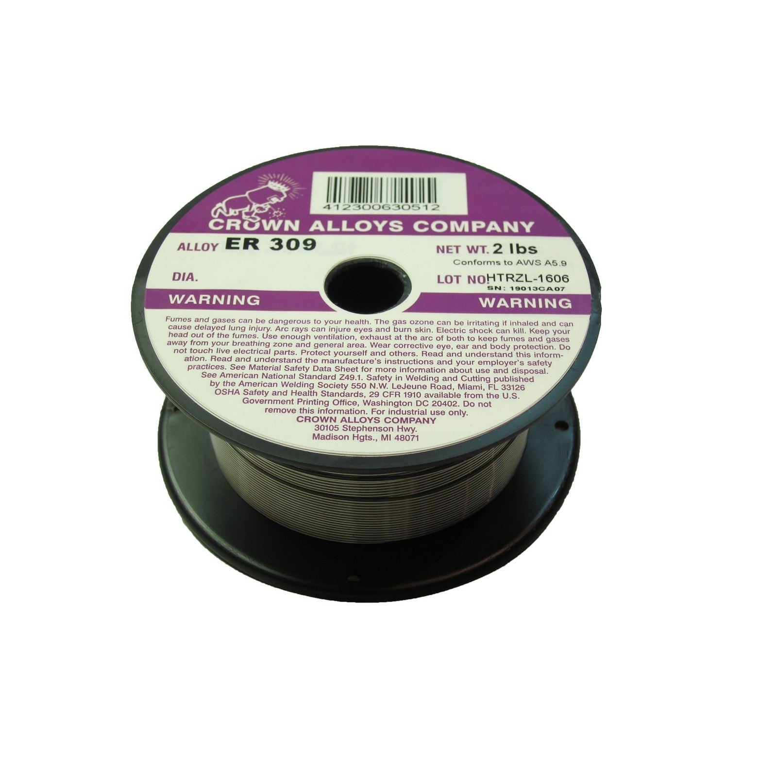 Crown Alloy 1/16 x 2# ER 309 Stainless Steel MIG 2 lb SPOOL (SS309/1L)