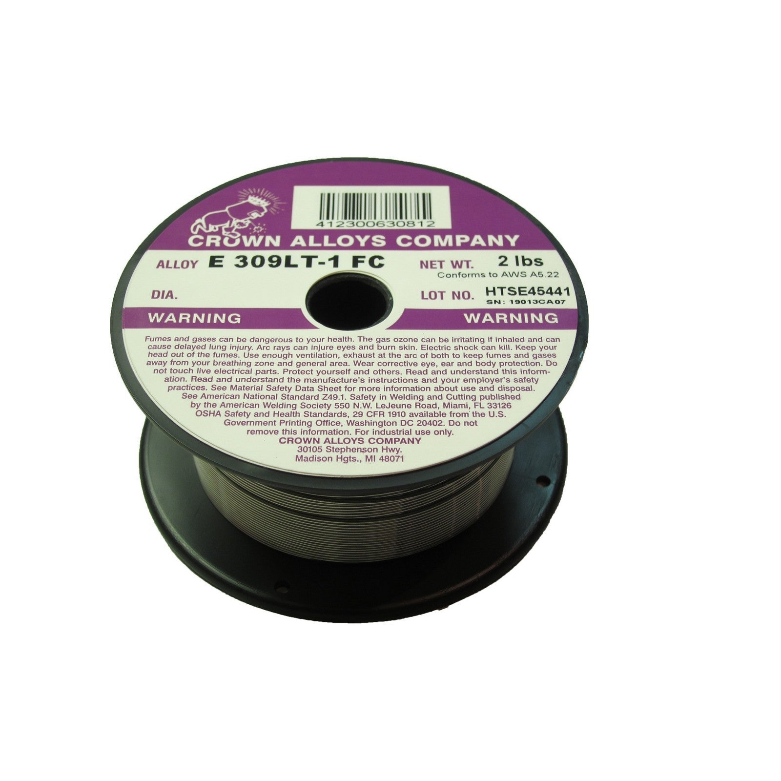 Crown Alloy .035 x 2# E 309LT-1FCo Flux-Cored Stainless Steel MIG 2 lb SPOOL (SS309L1/1F)