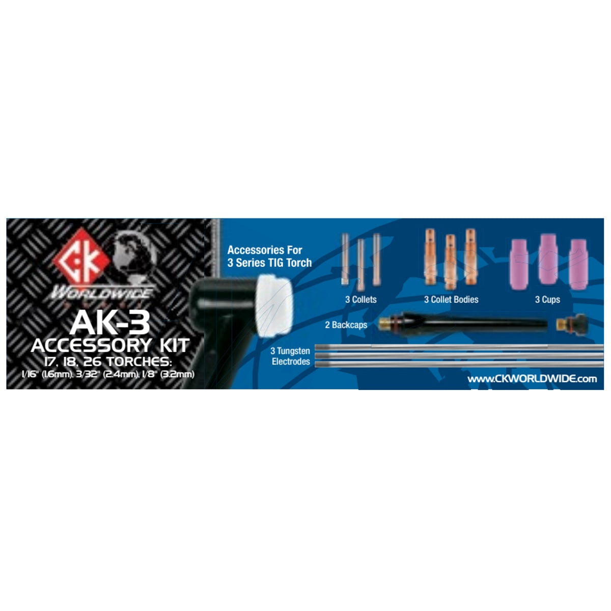CK Worldwide 3 Series TIG Torch Accessory Kit (AK-3)