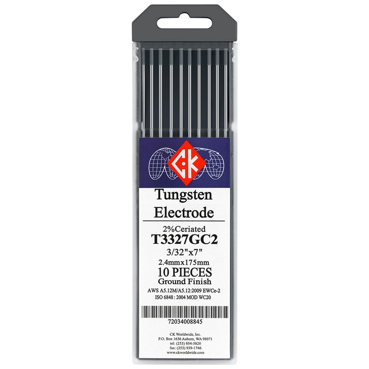 CK Worldwide 2% Ceriated (Gray) Tungsten 10/Pkg