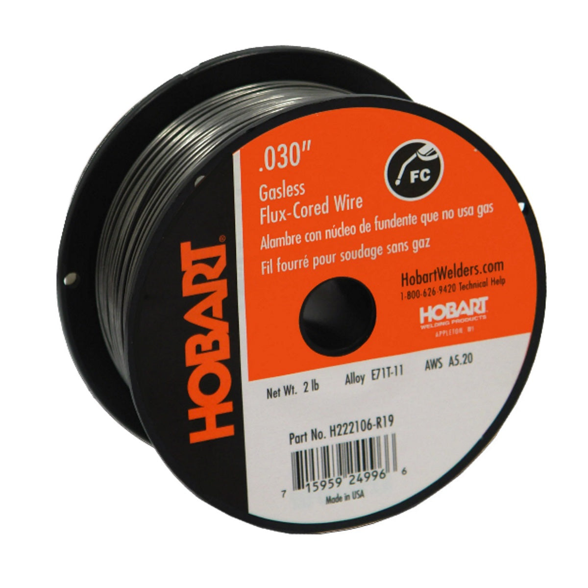 Hobart Fabshield 21B .030 x 2lb Flux Cored Wire (E71TGS030X2)