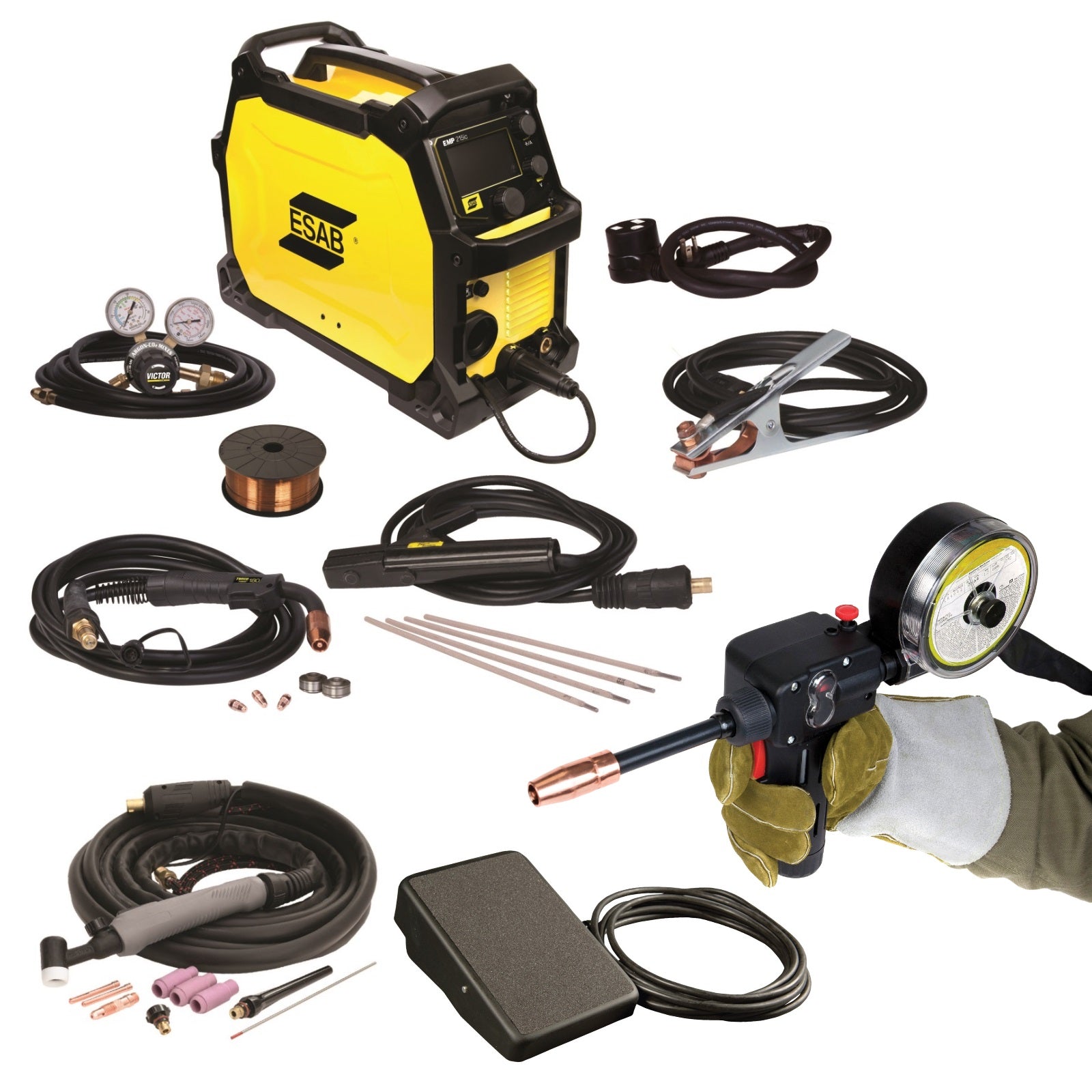 ESAB Rebel EMP 215ic Welder with Spoolgun and Foot Control (0558102240)