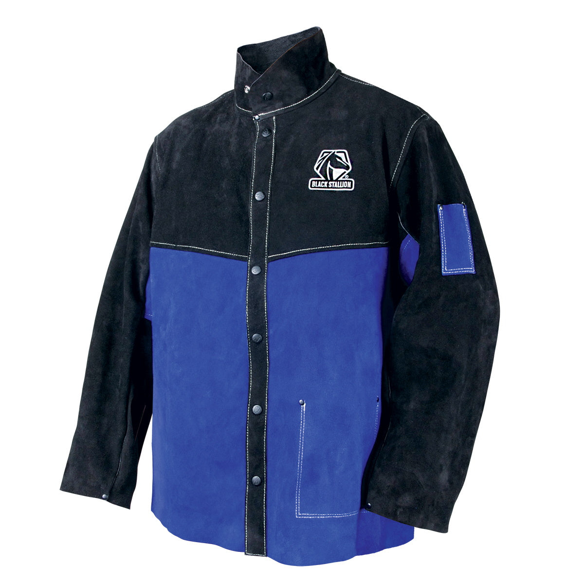 Revco Black Stallion Royal Blue/Black Color Block Leather Welding Jacket (JL1030-BB)