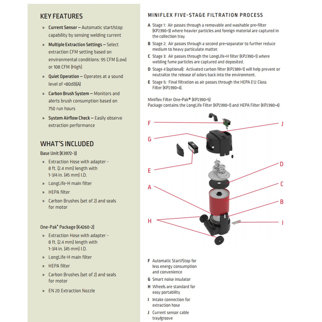 Lincoln 115V Miniflex Portable Fume Extractor OnePak for sale (K39725