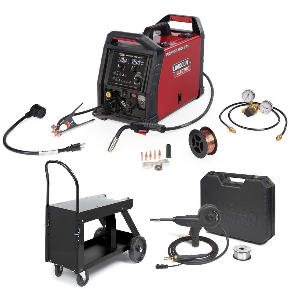 Lincoln Power MIG 211i Mig Welder w/Cart & Spoolgun for Sale