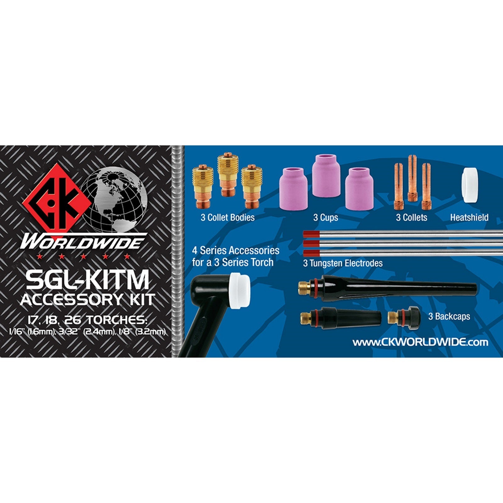CK Worldwide 3 Series Stubby Gas Lens Accessory Kit (SGL-KITM)