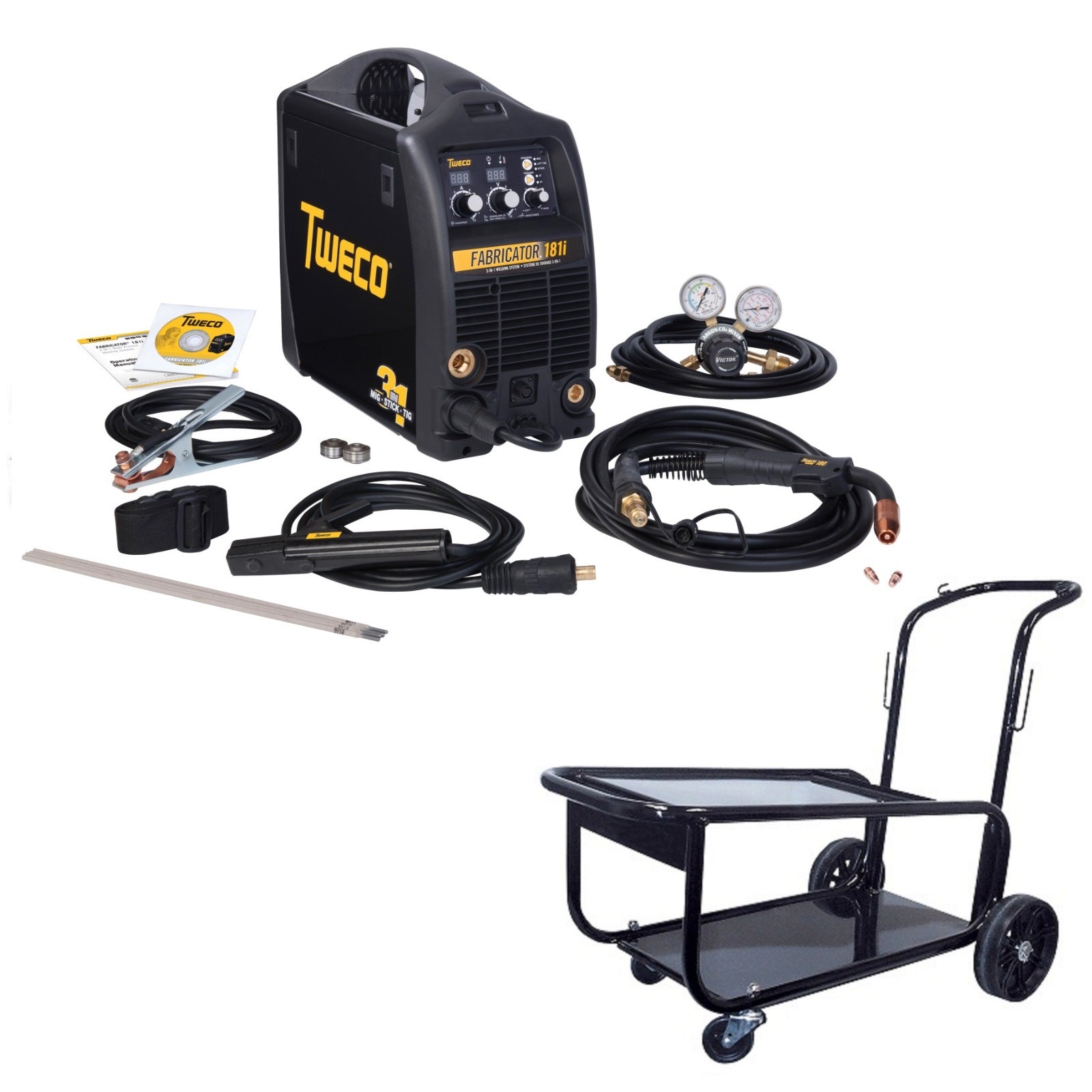 Tweco Fabricator 181I MIG and Stick & TIG Welder Pkg with Cart (No Tig Torch Included) (W1003182)