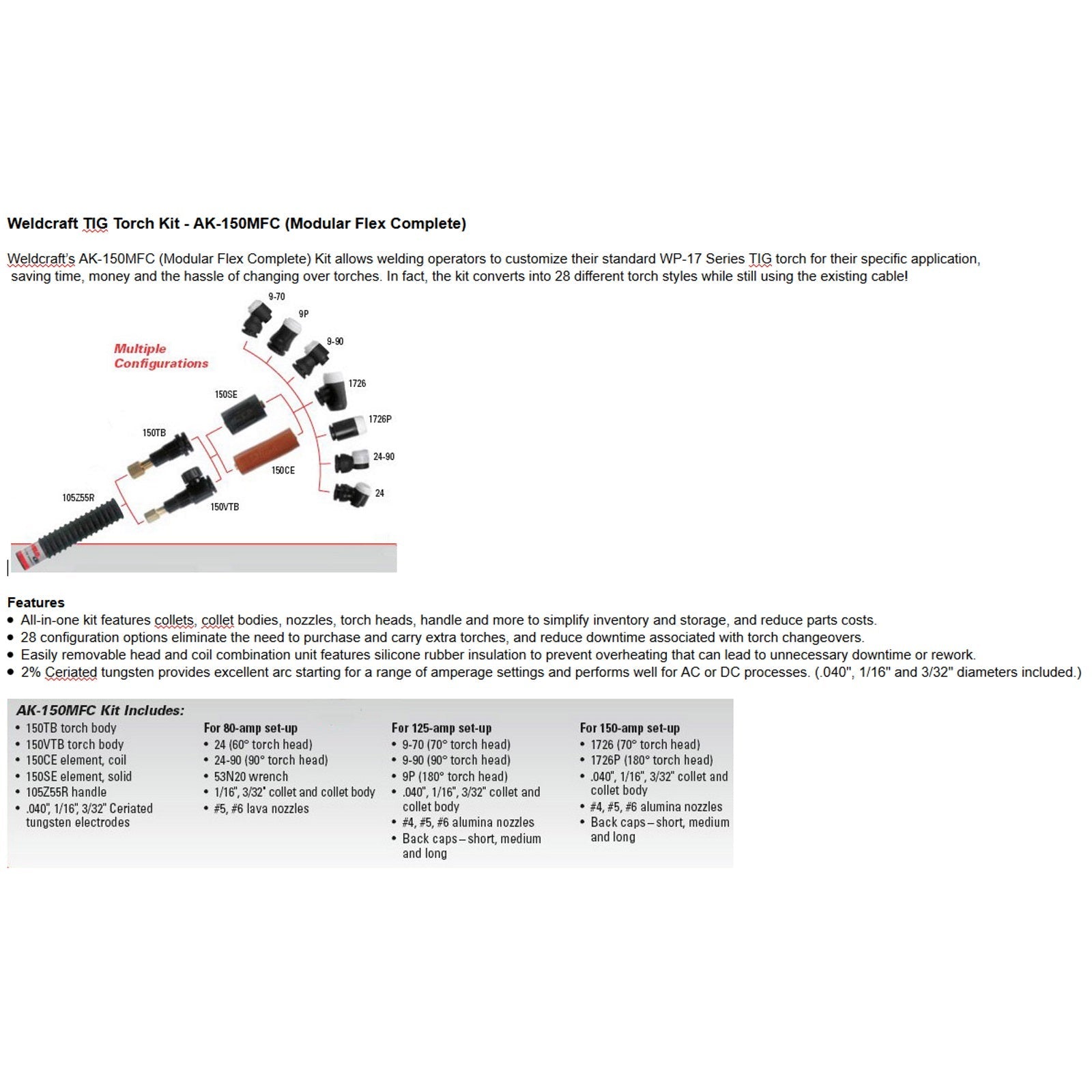 weldcraft a-150 tig torch kit