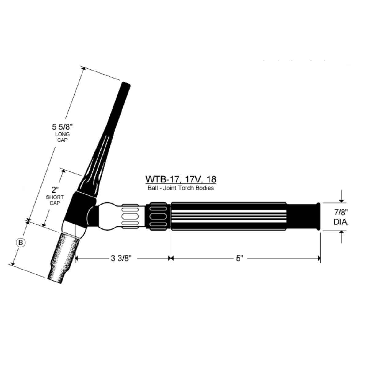 Weldtec I-Head 17 Series Ball-Joint Tig Torch (WTB-17)