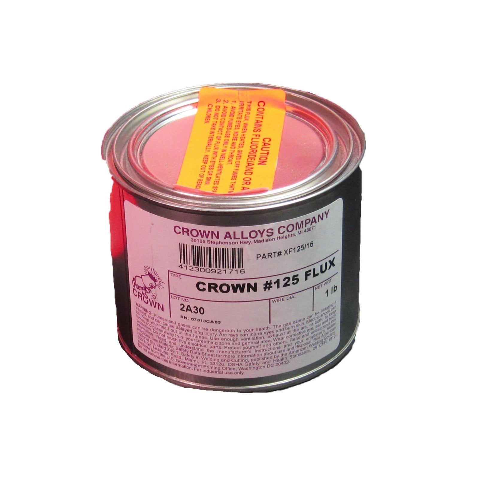 Crown Alloy 16oz #125 GENERAL FLUX General Purpose Brazing FLUX 16 oz JAR (XF125/16)